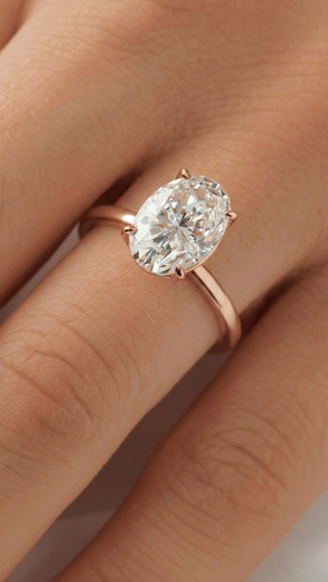 Oval Hidden Halo Diamond Engagement Ring