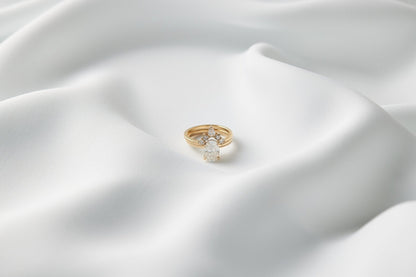 Oval Hidden Halo Moissanite Engagement Ring - Ready to Ship - Moissanite Engagement Rings