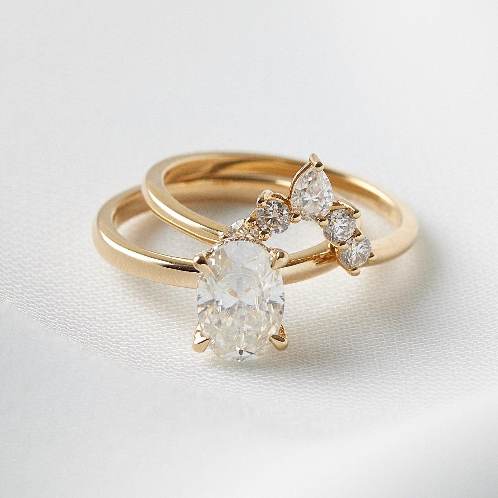 Oval Hidden Halo Moissanite Engagement Ring - Moissanite Engagement Rings
