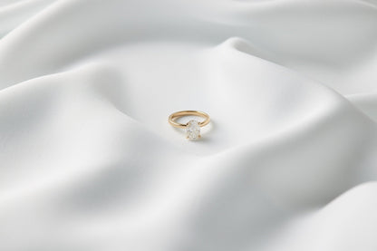 Oval Hidden Halo Moissanite Engagement Ring - Ready to Ship - Moissanite Engagement Rings