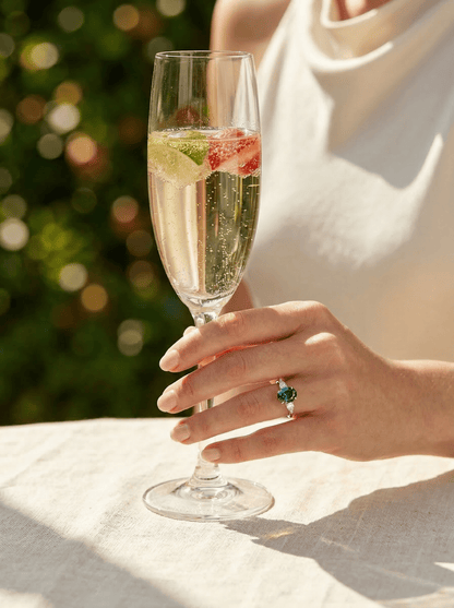 Oval Green Moissanite with Pear Accent Stones - Moissanite Engagement Rings