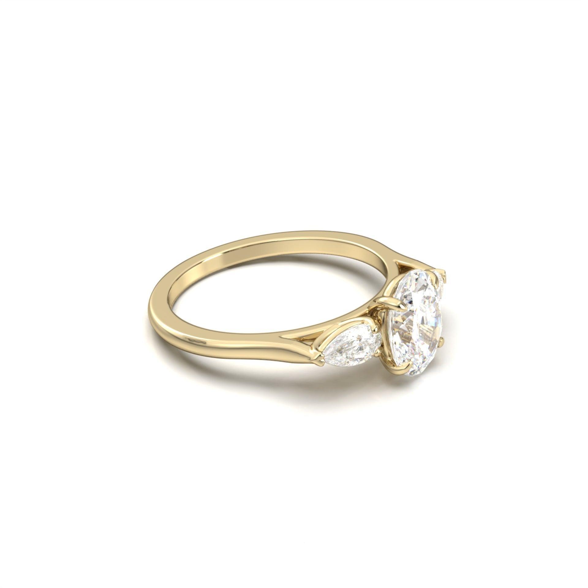 Oval Leaf Setting Moissanite Engagement Ring - Moissanite Engagement Rings
