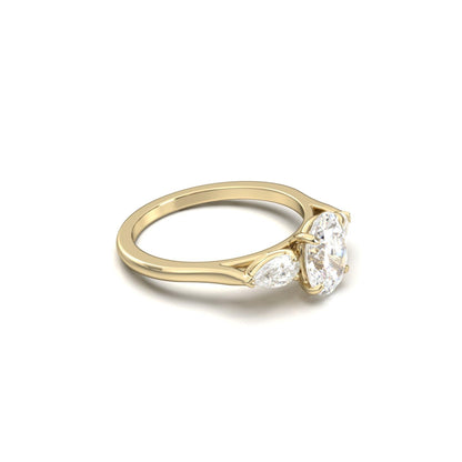 Oval Leaf Setting Moissanite Engagement Ring - Moissanite Engagement Rings