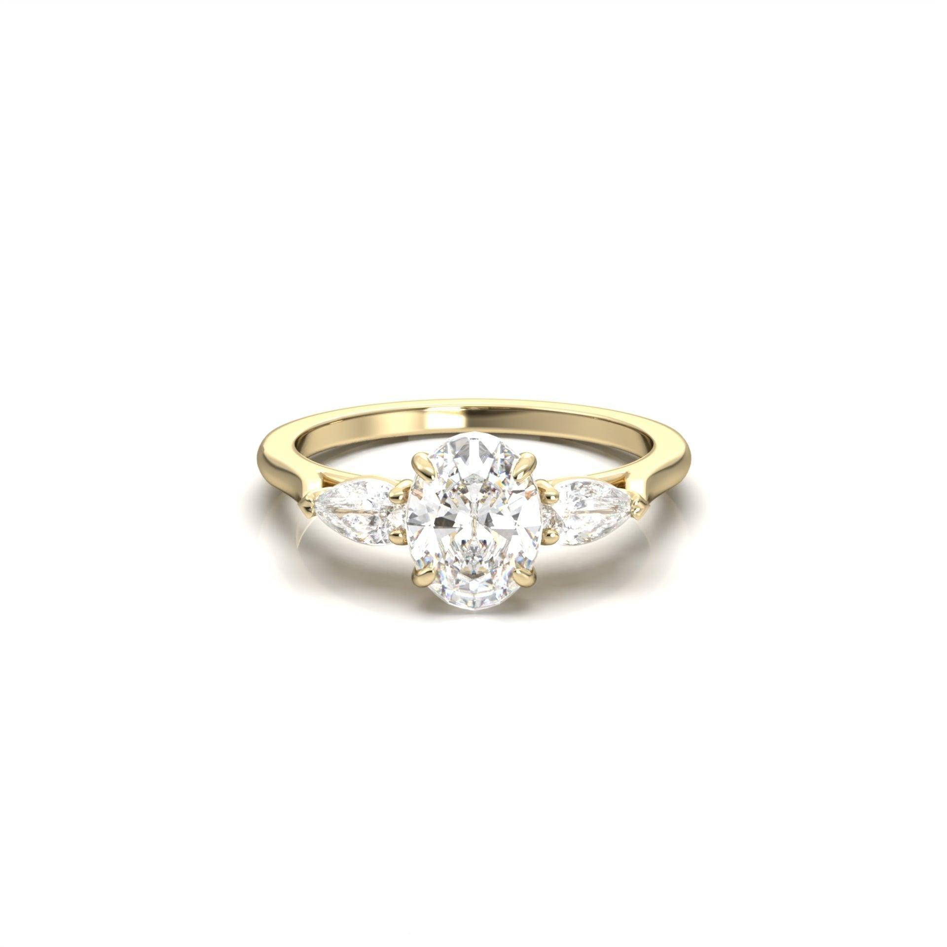 Oval Leaf Setting Moissanite Engagement Ring - Moissanite Engagement Rings
