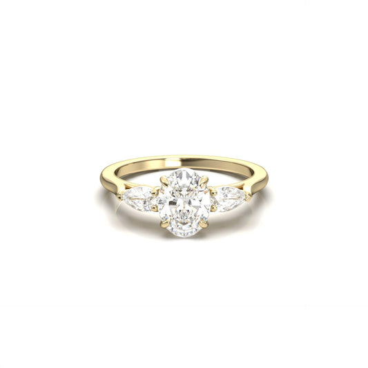 Oval Leaf Setting Moissanite Engagement Ring - Moissanite Engagement Rings