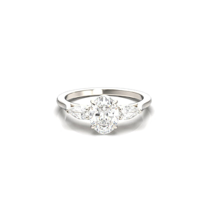 Oval Leaf Setting Moissanite Engagement Ring - Moissanite Engagement Rings