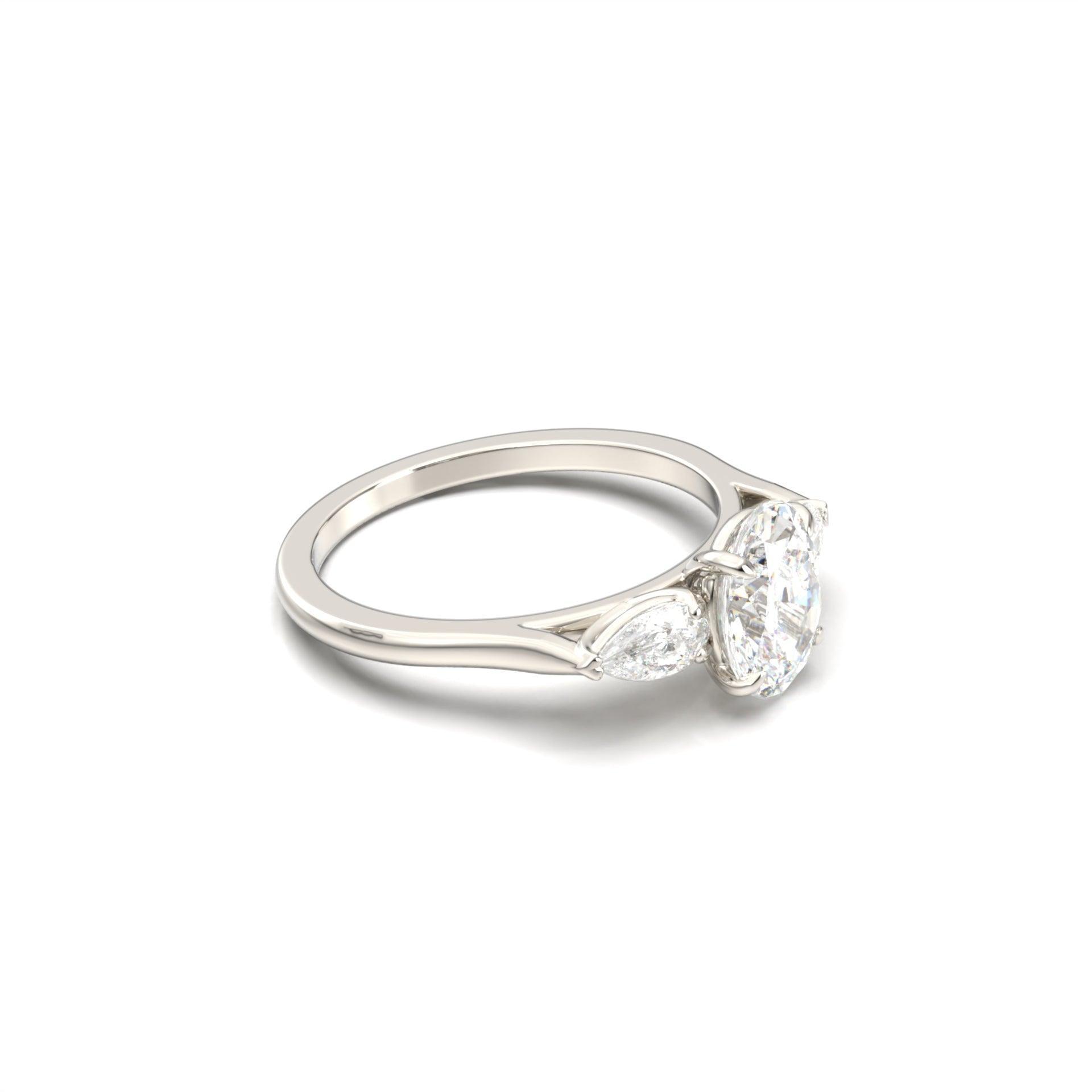 Oval Leaf Setting Moissanite Engagement Ring - Moissanite Engagement Rings