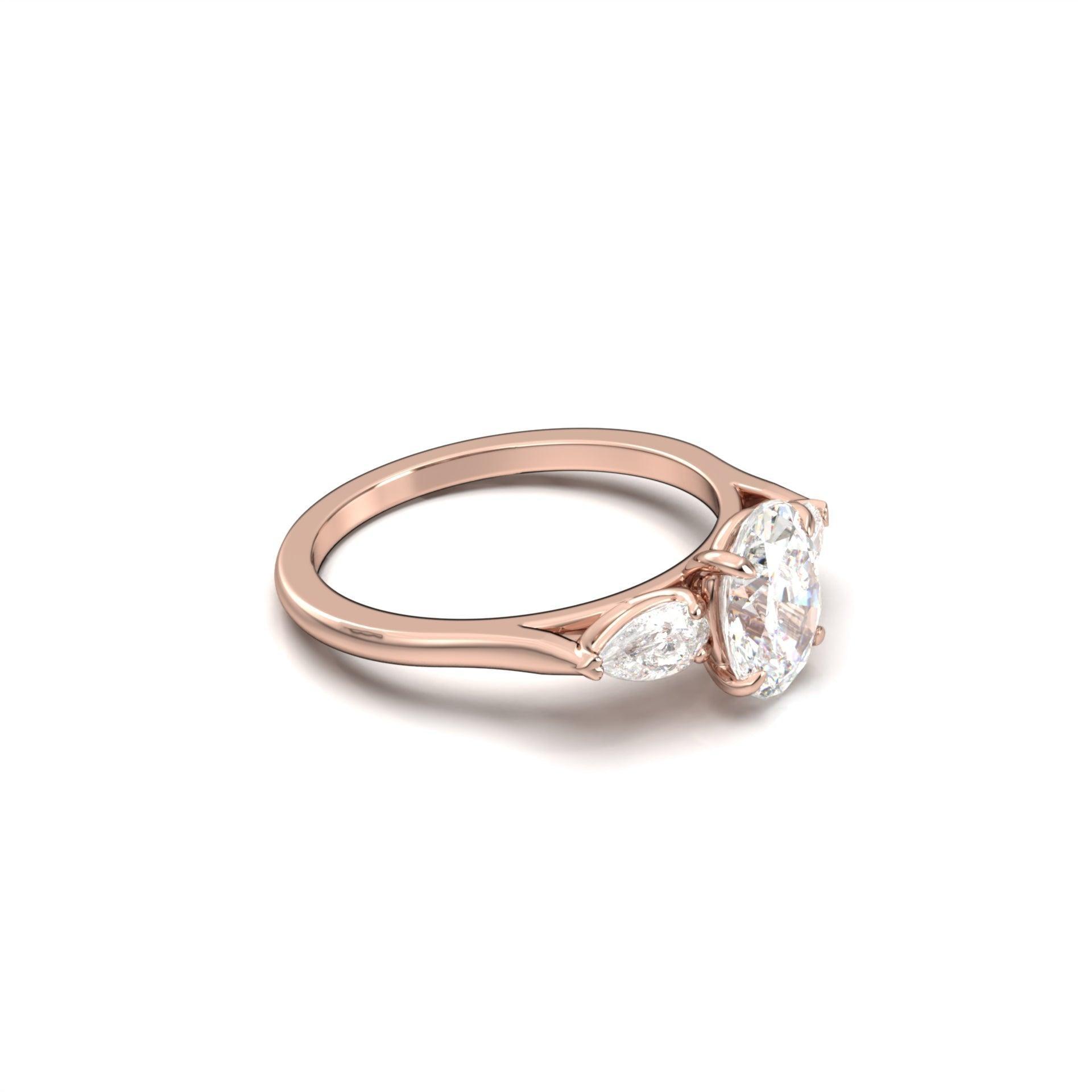 Oval Leaf Setting Moissanite Engagement Ring - Moissanite Engagement Rings