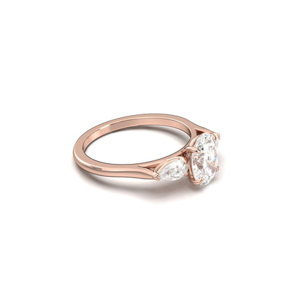Oval Leaf Setting Moissanite Engagement Ring - Moissanite Engagement Rings
