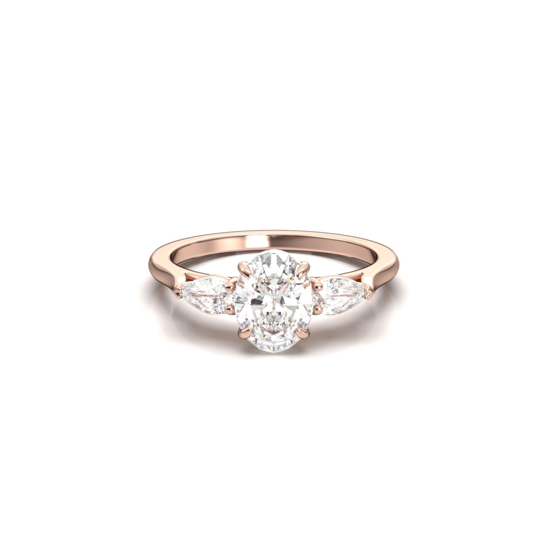 Oval Leaf Setting Moissanite Engagement Ring - Moissanite Engagement Rings