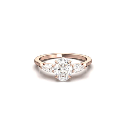 Oval Leaf Setting Moissanite Engagement Ring - Moissanite Engagement Rings