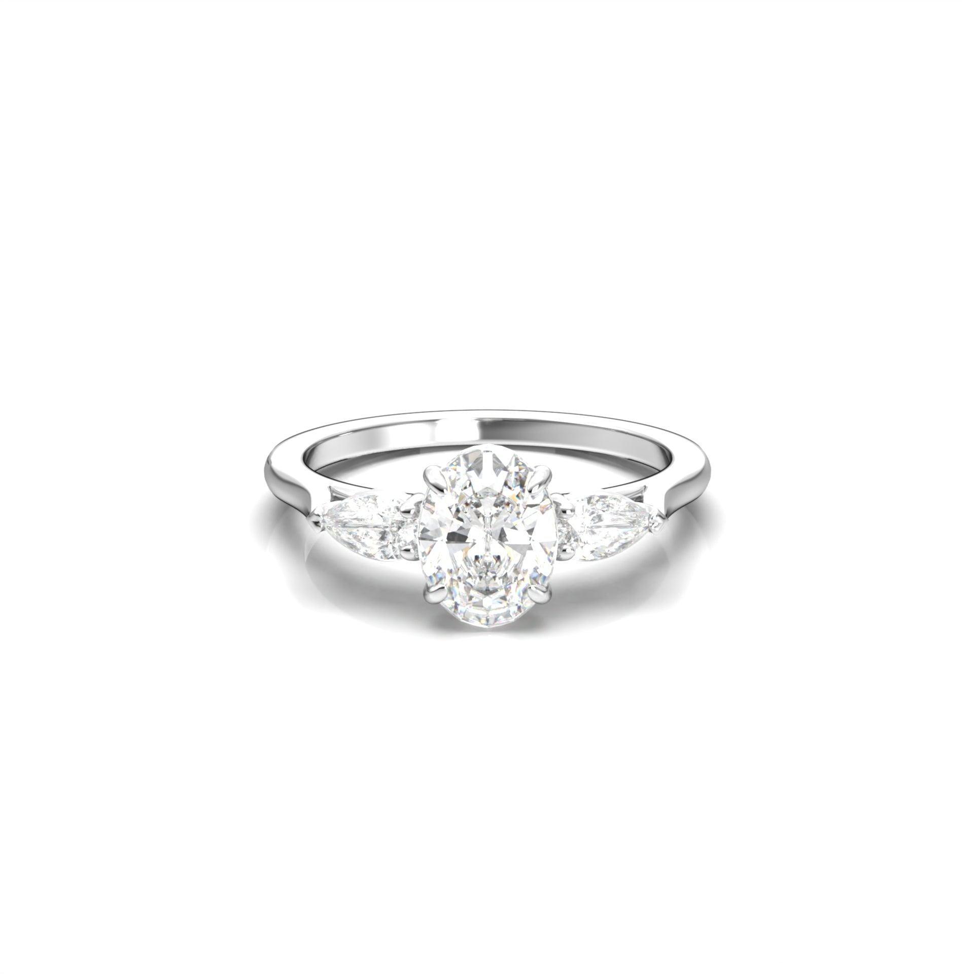Oval Leaf Setting Moissanite Engagement Ring - Moissanite Engagement Rings