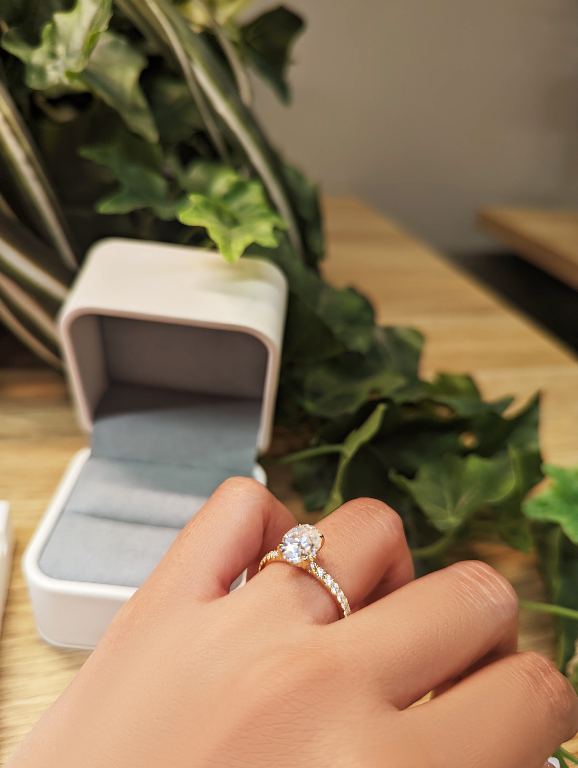 Moissanite, Oval with Pavé, Engagement Ring, 2 carats | Moissanite Engagement Rings 