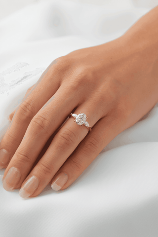 Oval Pear Accent Stones Diamond Engagement Ring