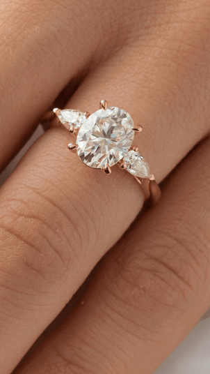Oval Pear Accent Stones Diamond Engagement Ring - Moissanite Engagement Rings
