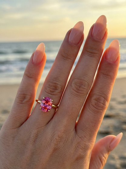 Oval Solitaire Pink Diamond Engagement Ring
