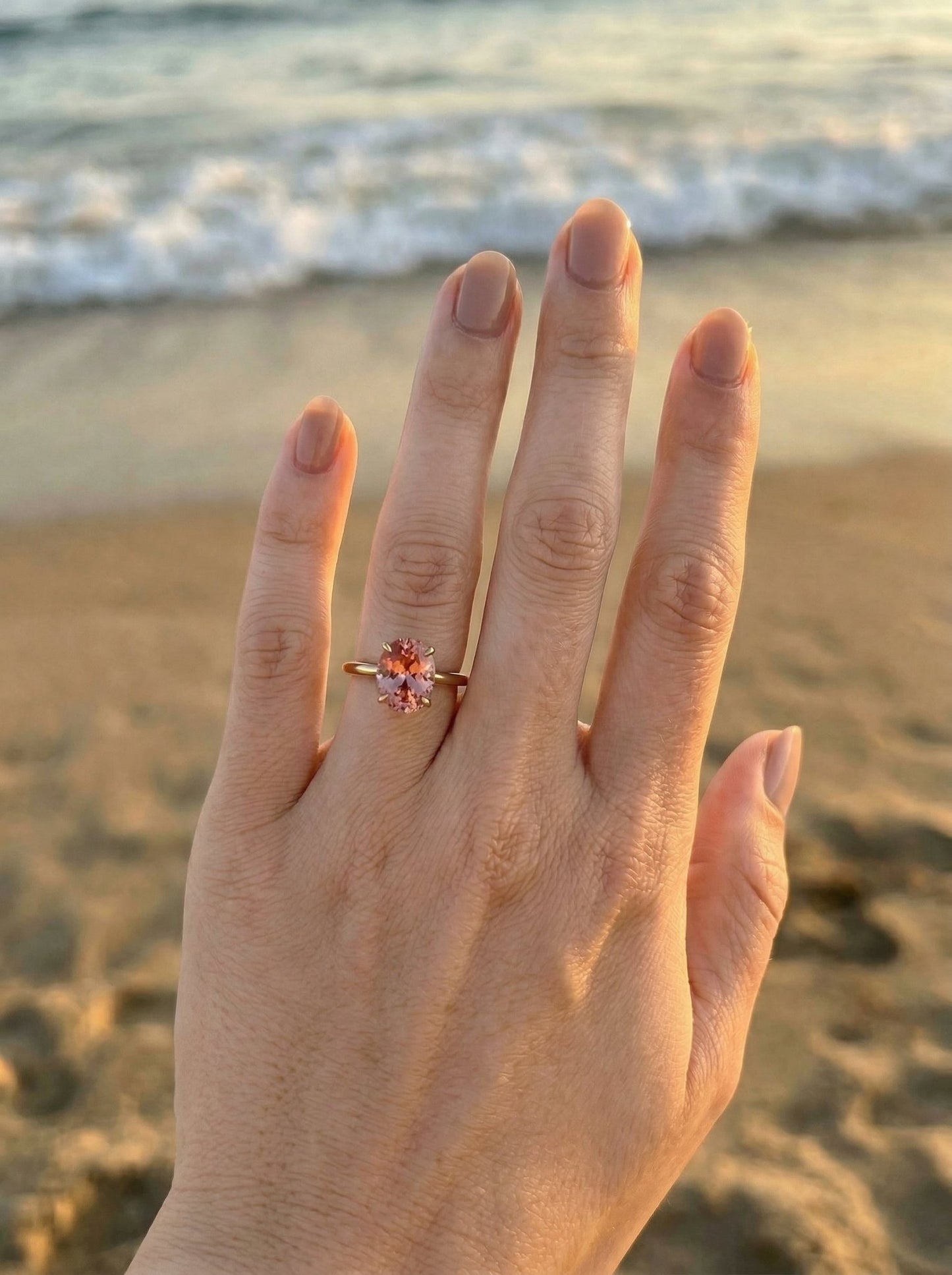 Oval Solitaire Pink Diamond Engagement Ring - Moissanite Engagement Rings