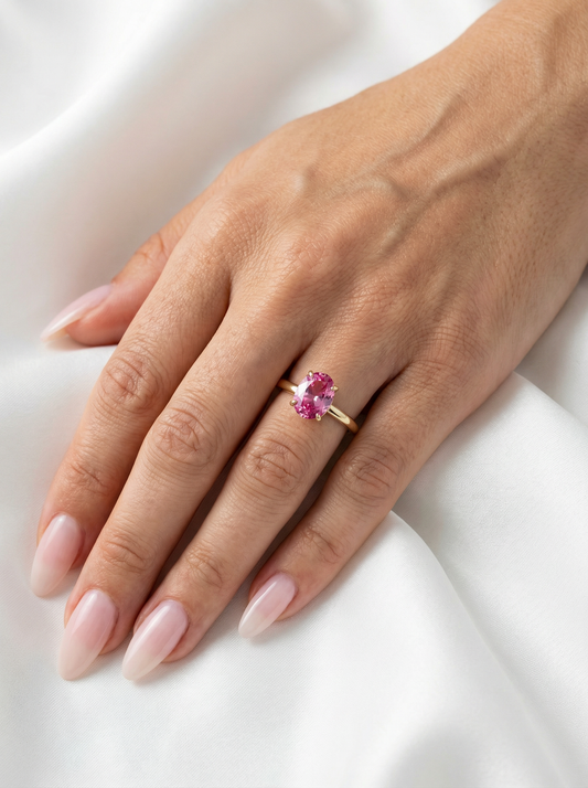 Oval Solitaire Pink Diamond Engagement Ring