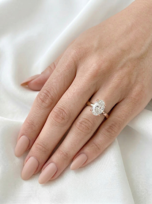 Oval Rose Gold Solitaire Moissanite Engagement Ring