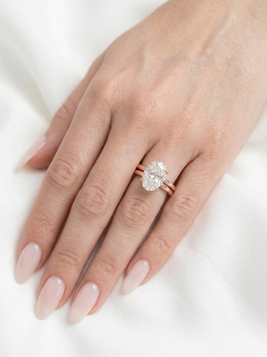 Oval Rose Gold Split Shank Solitaire Moissanite Engagament Ring