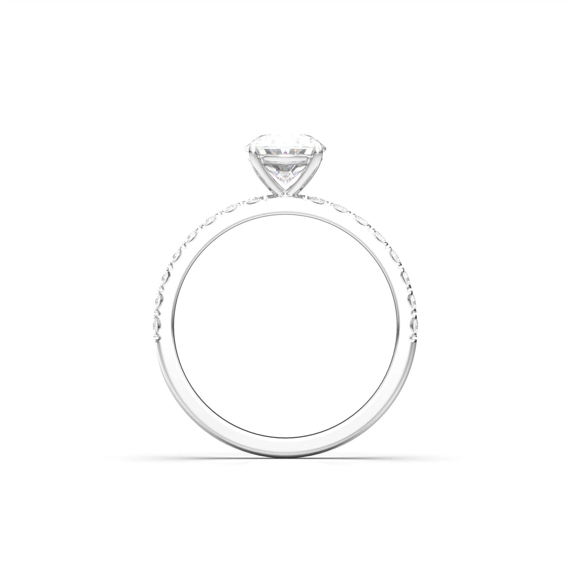 Oval 4 Claw With Half Pavé - moissaniteengagementrings