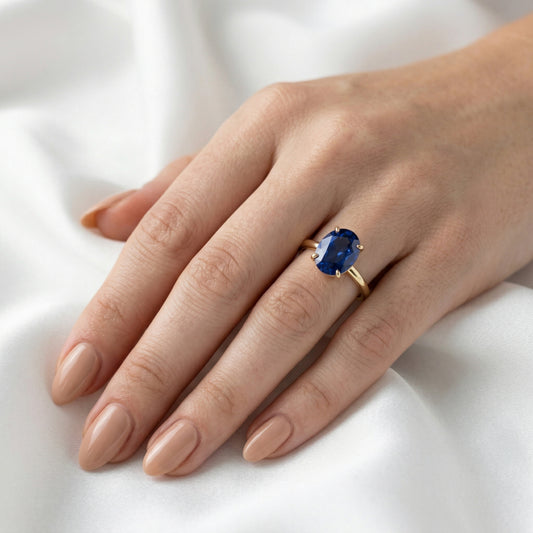 Oval Solitaire Blue Diamond Engagement Ring