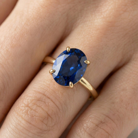 Oval Solitaire Blue Diamond Engagement Ring