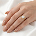 Saskia — Oval Solitaire Curved Band Moissanite Engagement Ring
