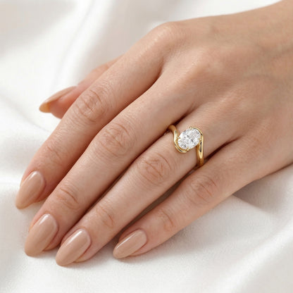Oval Solitaire Curved Band Moissanite Engagement Ring — Guthrie Jewellery