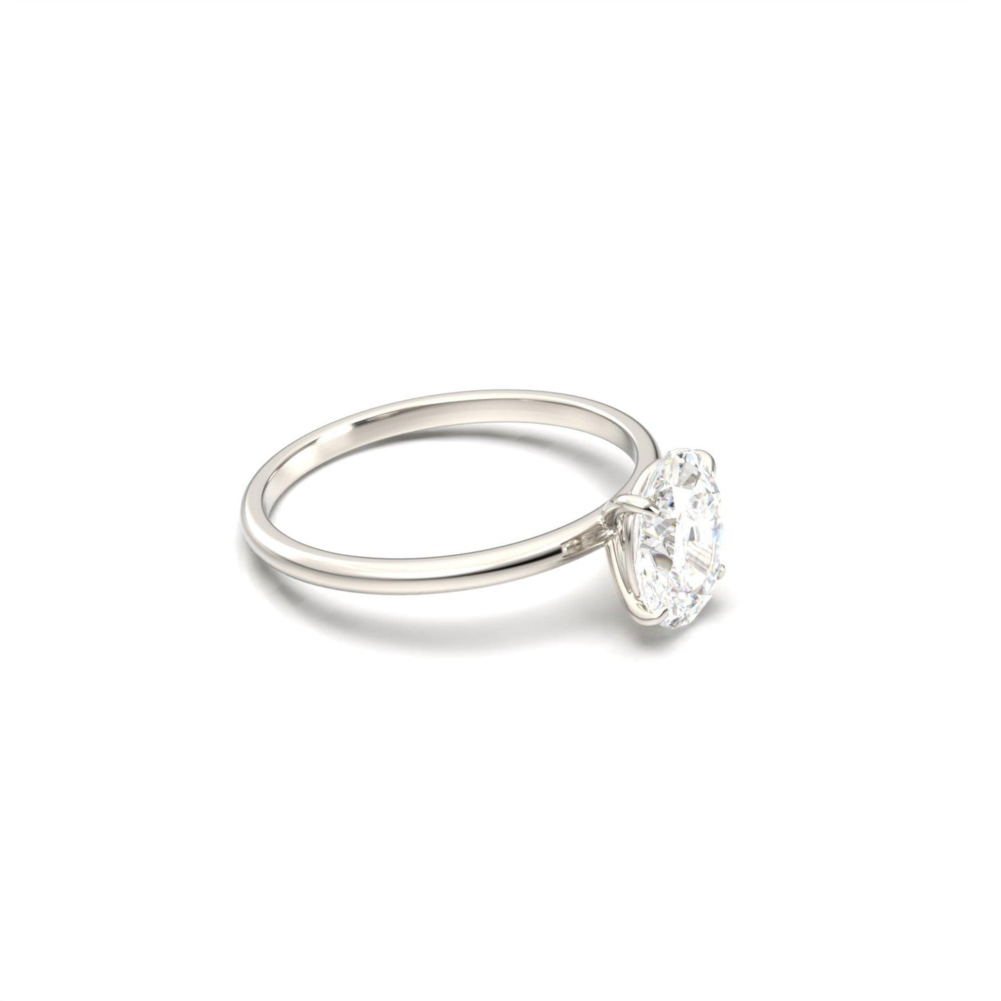 moissanite, oval solitaire, platinum band, side view, engagement ring | Moissanite Engagement Rings 