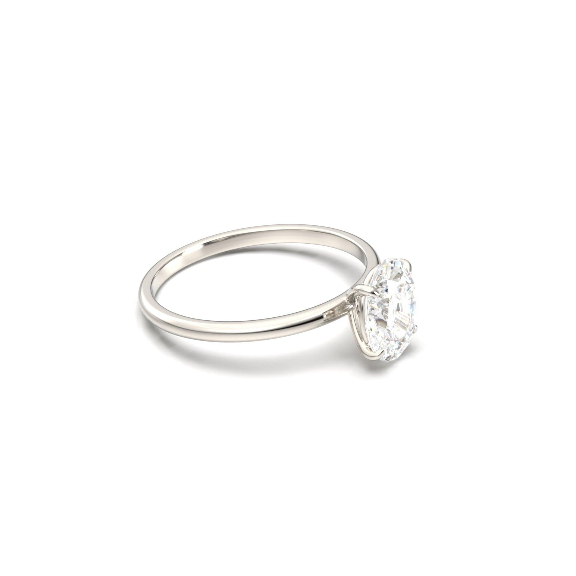 moissanite, oval solitaire, platinum band, side view, engagement ring | Moissanite Engagement Rings 