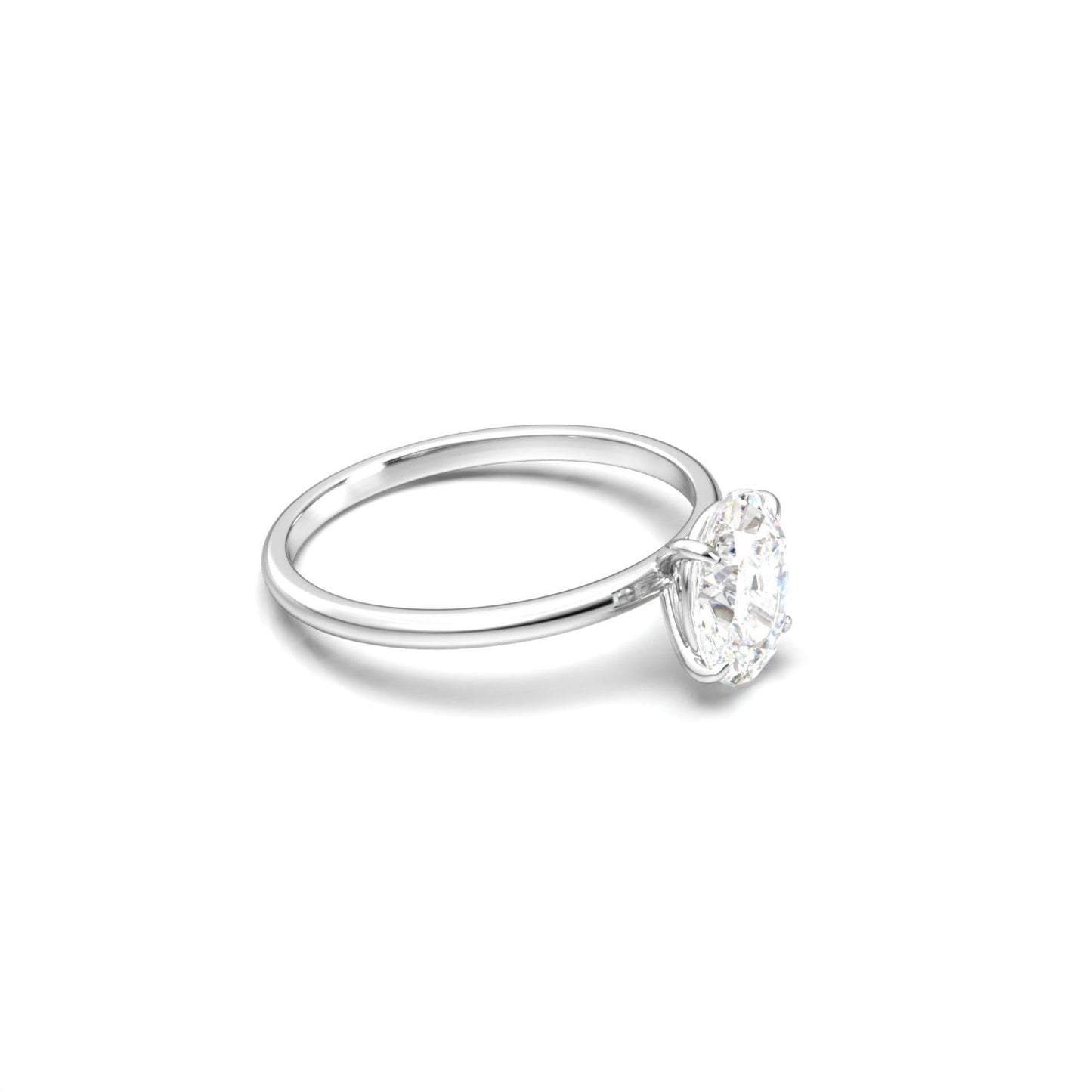 moissanite, oval solitaire, platinum band, side view, engagement ring | Moissanite Engagement Rings 