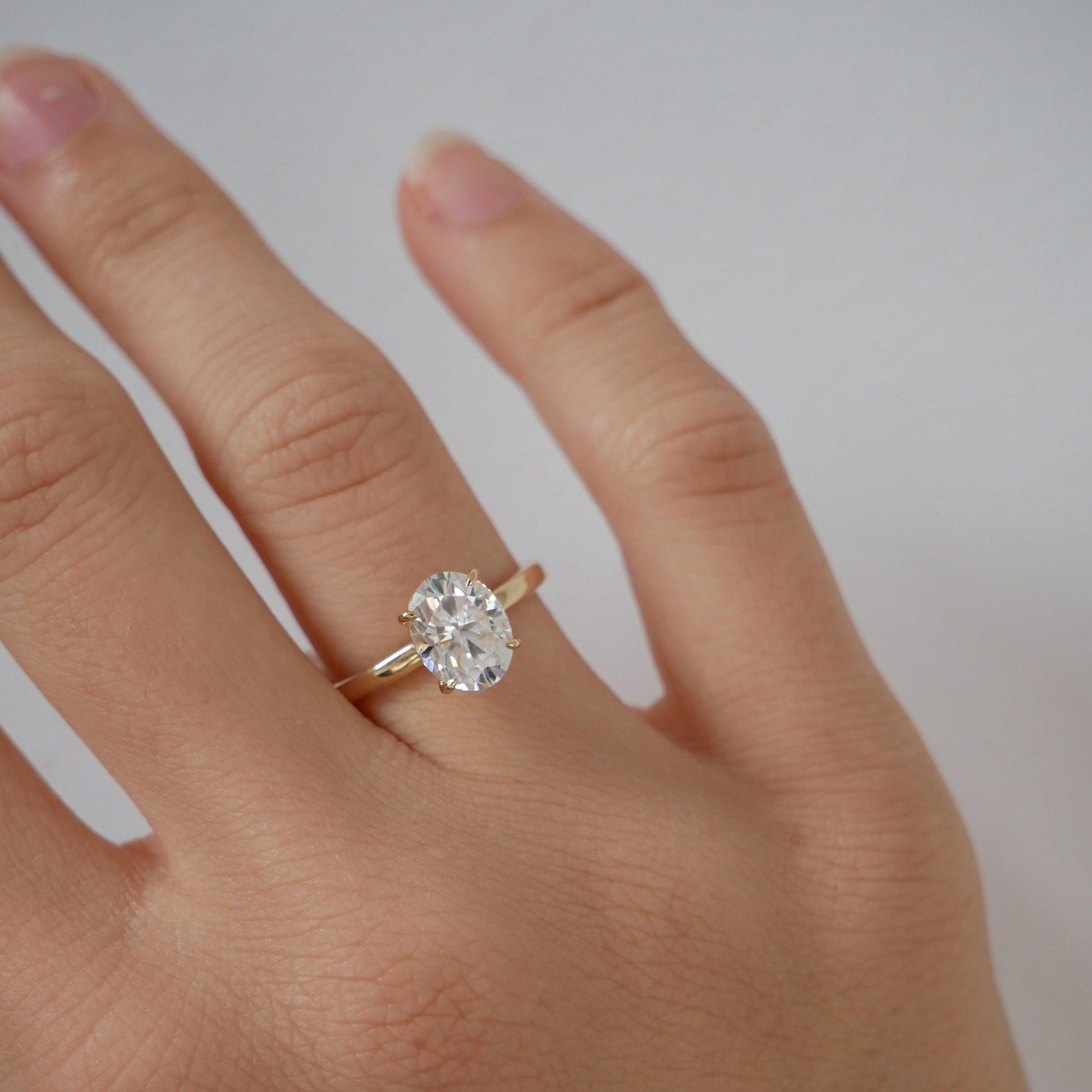 Oval Solitaire Moissanite Engagement Ring - Ready To Ship - Moissanite Engagement Rings