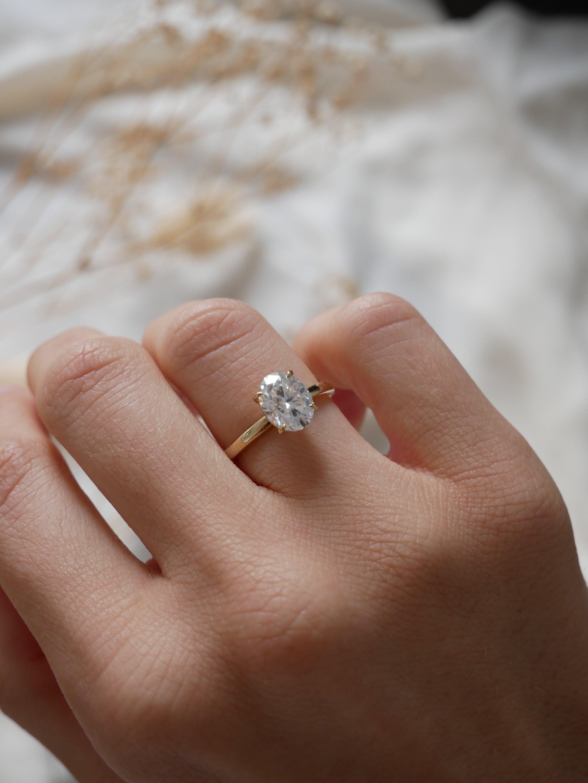 Oval Solitaire Moissanite Engagement Ring - Ready To Ship - Moissanite Engagement Rings