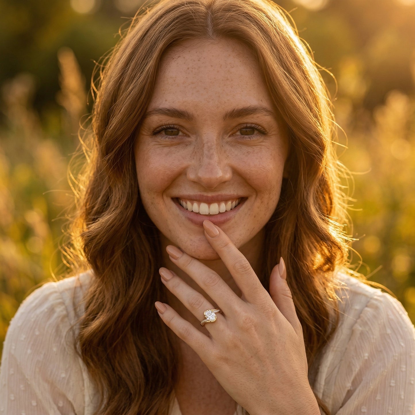 Oval Solitaire with Twisted Pavé Band Moissanite Engagement Ring - Moissanite Engagement Rings