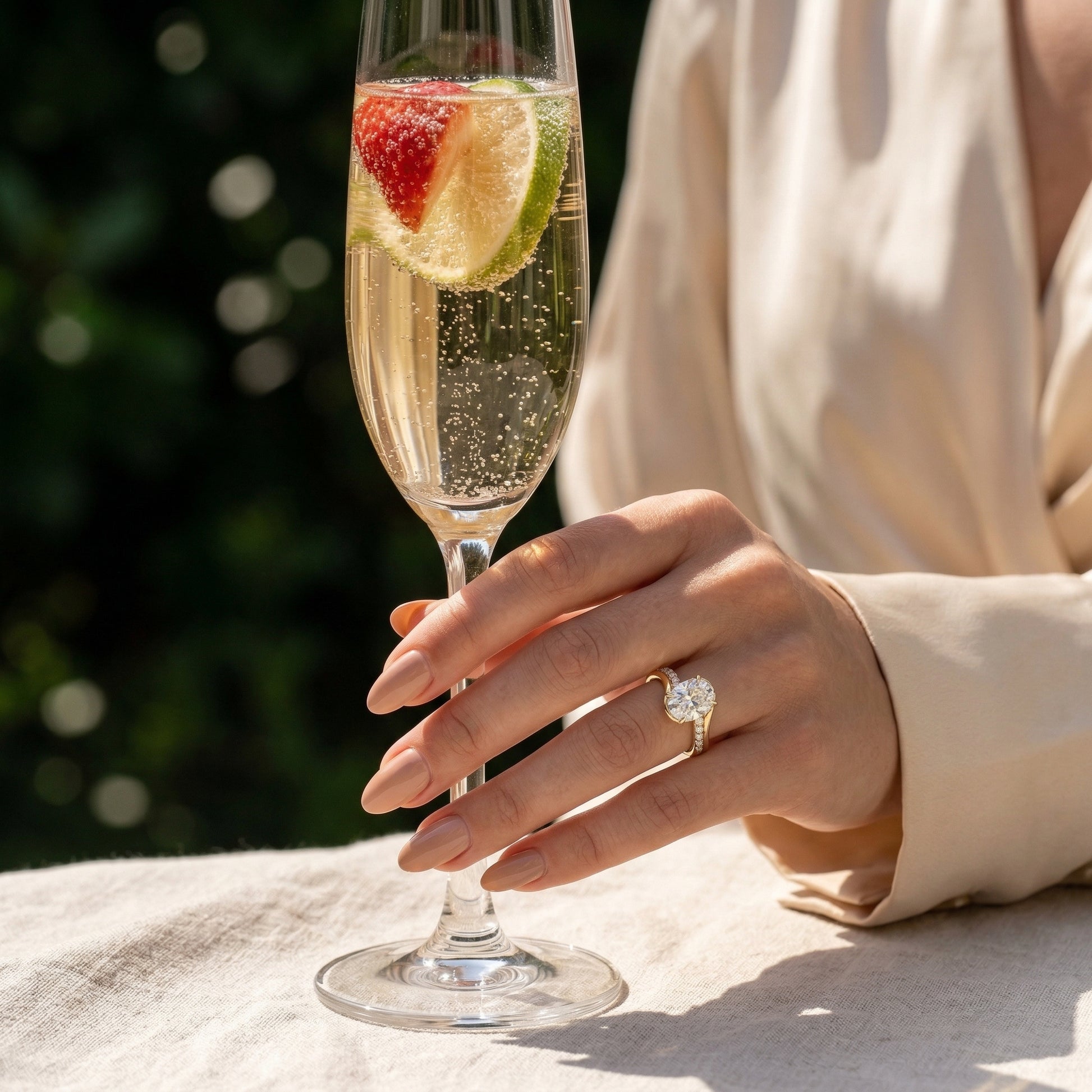 Oval Solitaire with Twisted Pavé Band Moissanite Engagement Ring - Moissanite Engagement Rings