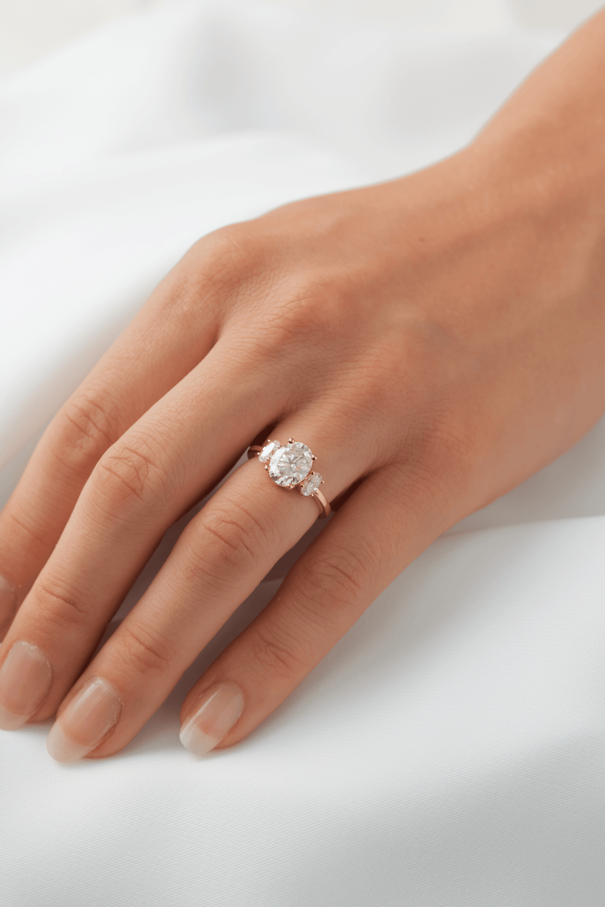 Oval Trilogy Oval Setting Moissanite Engagement Ring - Ready To Ship - Moissanite Engagement Rings