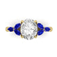 Oval Triple Marquise Accent Stones Blue Moissanite Engagement Ring - Moissanite Engagement Rings