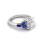 Oval Triple Marquise Accent Stones Blue Moissanite Engagement Ring - Moissanite Engagement Rings