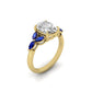 Oval Triple Marquise Accent Stones Blue Moissanite Engagement Ring - Moissanite Engagement Rings