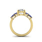 Oval Triple Marquise Accent Stones Blue Moissanite Engagement Ring - Moissanite Engagement Rings