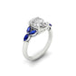 Oval Triple Marquise Accent Stones Blue Moissanite Engagement Ring - Moissanite Engagement Rings