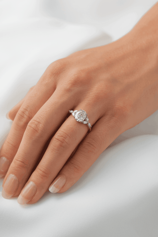 Oval Triple Marquise Accent Stones Diamond Engagement Ring