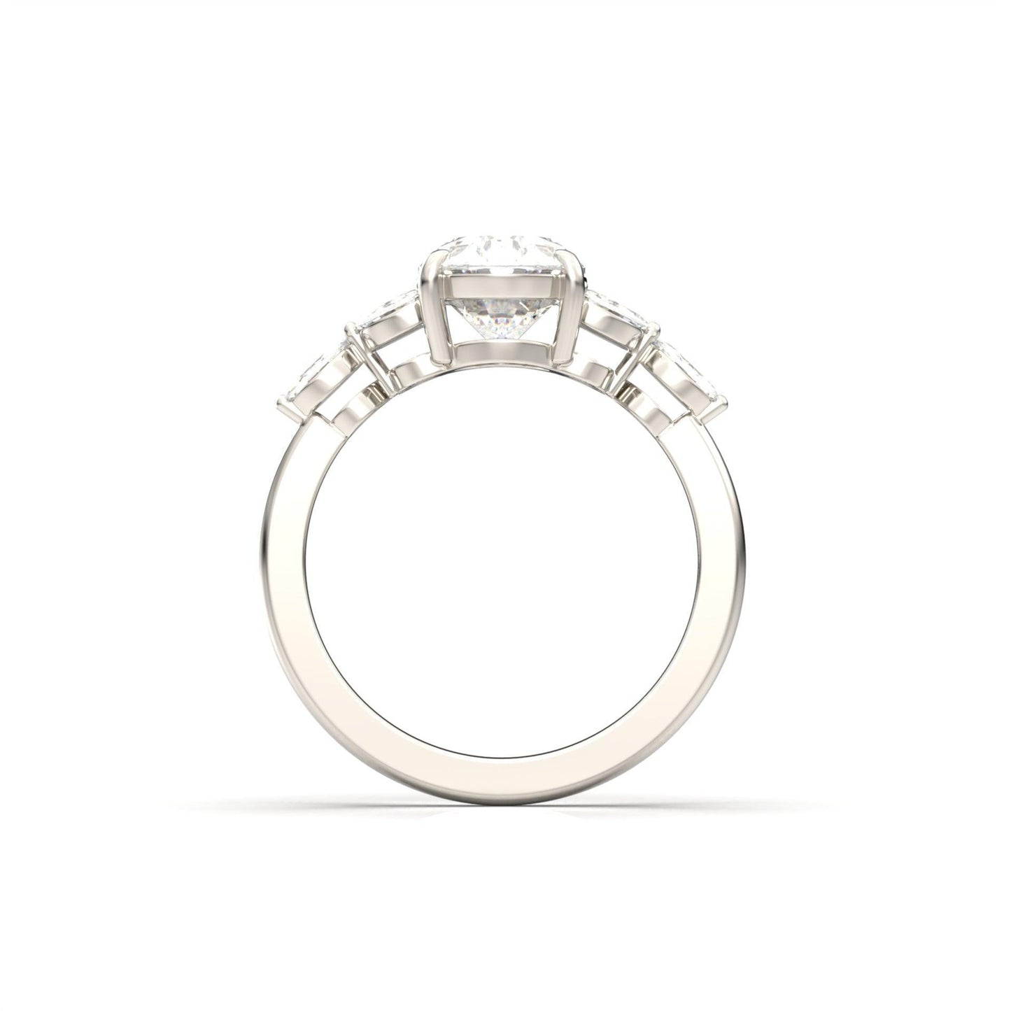 Oval Triple Marquise Accent Stones Moissanite Engagement Ring - Moissanite Engagement Rings