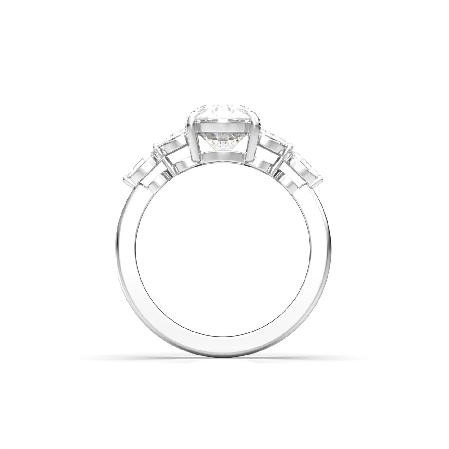 Oval Triple Marquise Accent Stones Moissanite Engagement Ring - Moissanite Engagement Rings