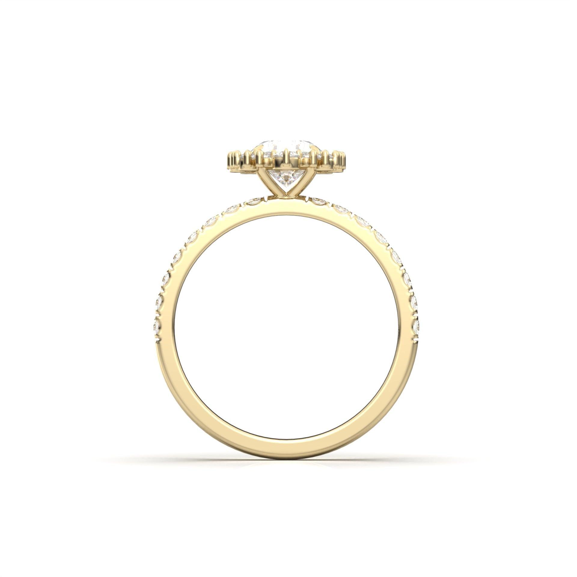 Oval With Pronged Halo And Pavé Moissanite Engagement Ring - moissaniteengagementrings