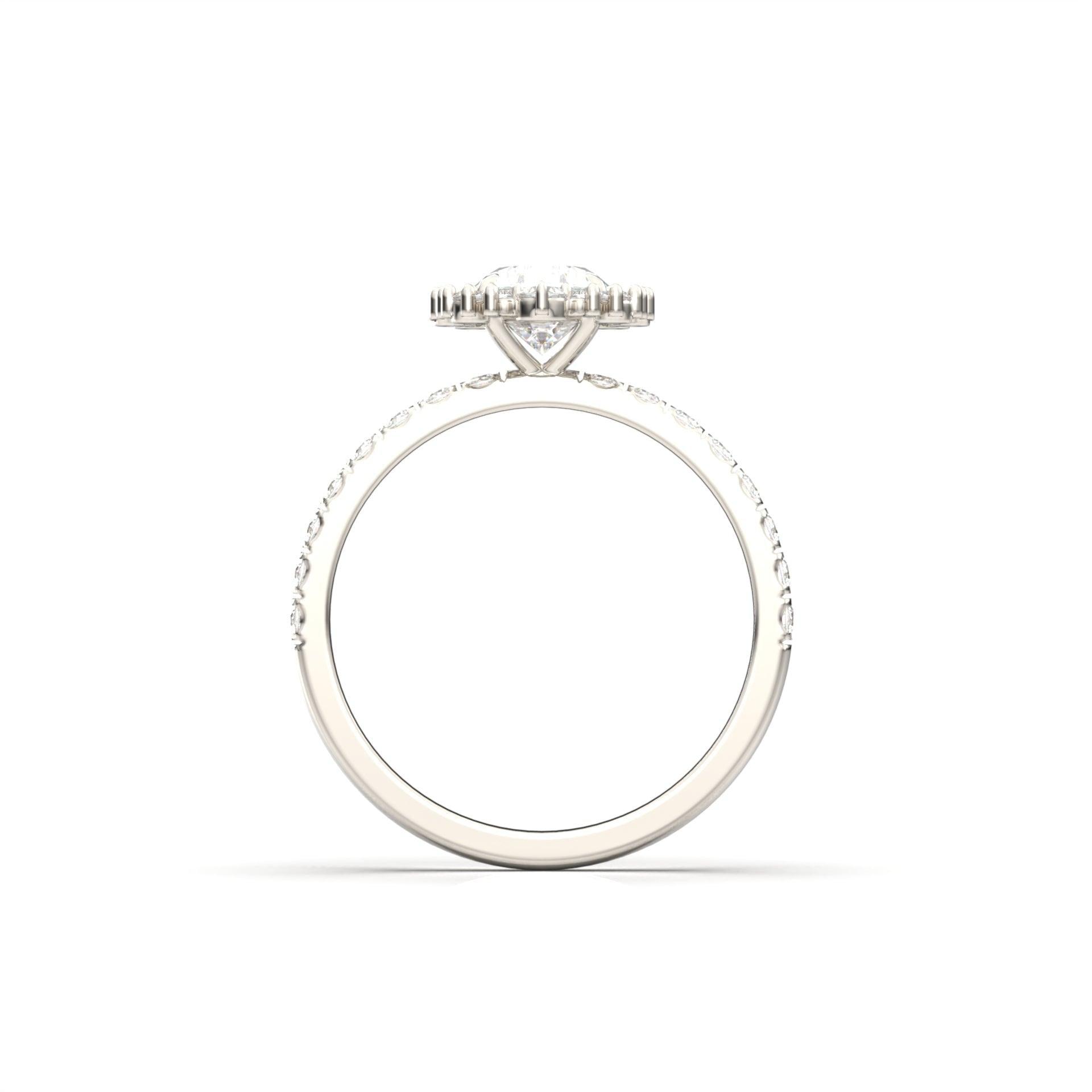 Oval With Pronged Halo And Pavé - moissaniteengagementrings