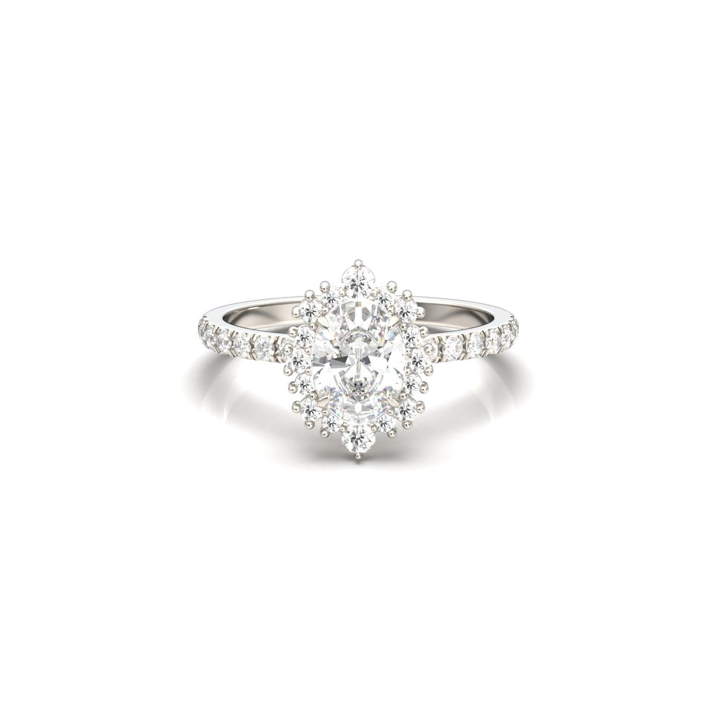 Oval With Pronged Halo And Pavé - moissaniteengagementrings