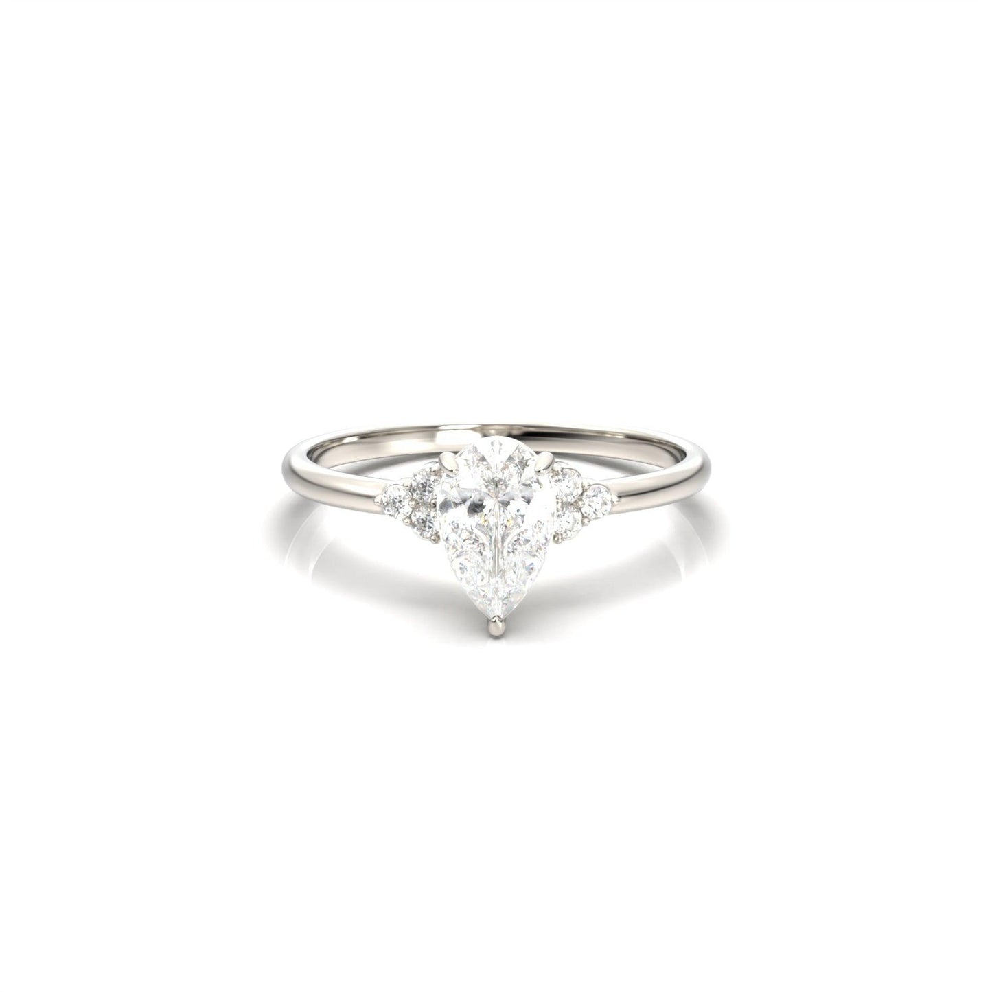 Pear Accent Stones Diamond Engagement Ring - Moissanite Engagement Rings