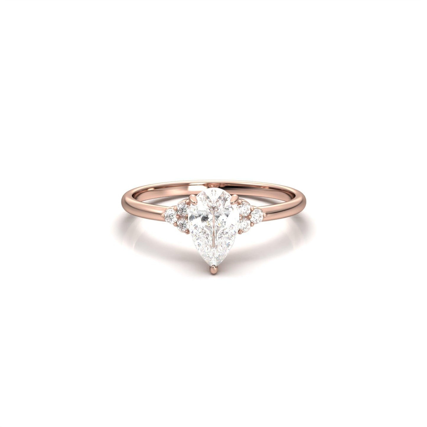 Pear Accent Stones Diamond Engagement Ring - Moissanite Engagement Rings